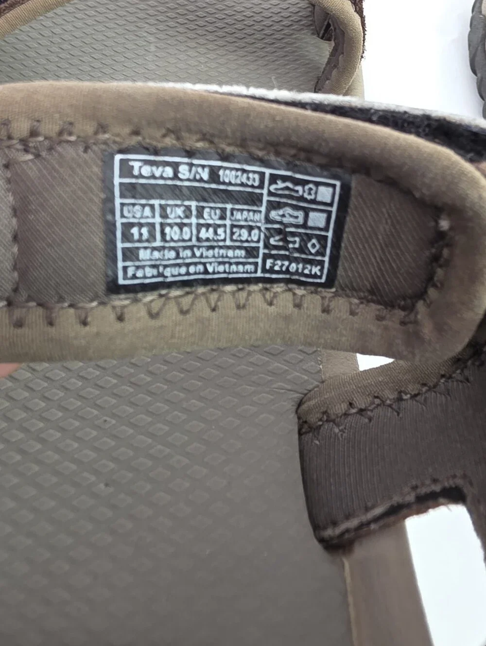 Teva Mens 11 Brown Sport Hiking Sandals Hook Loop Outdoor Trail Comfort 1002403